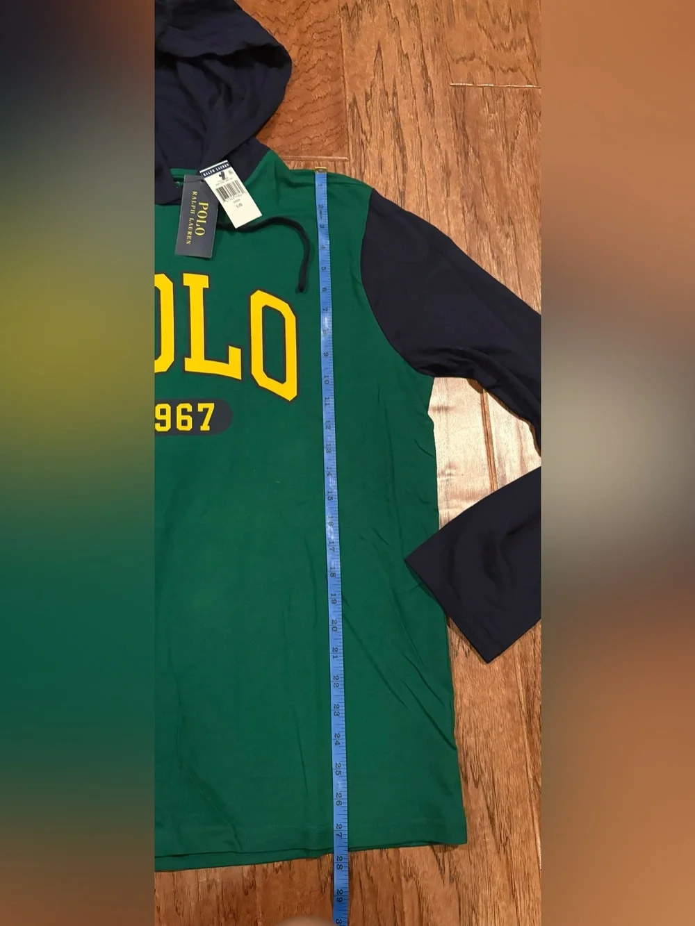Polo Ralph Lauren Logo Color block Long Sleeve Hoodie Shirt Size Large NWT